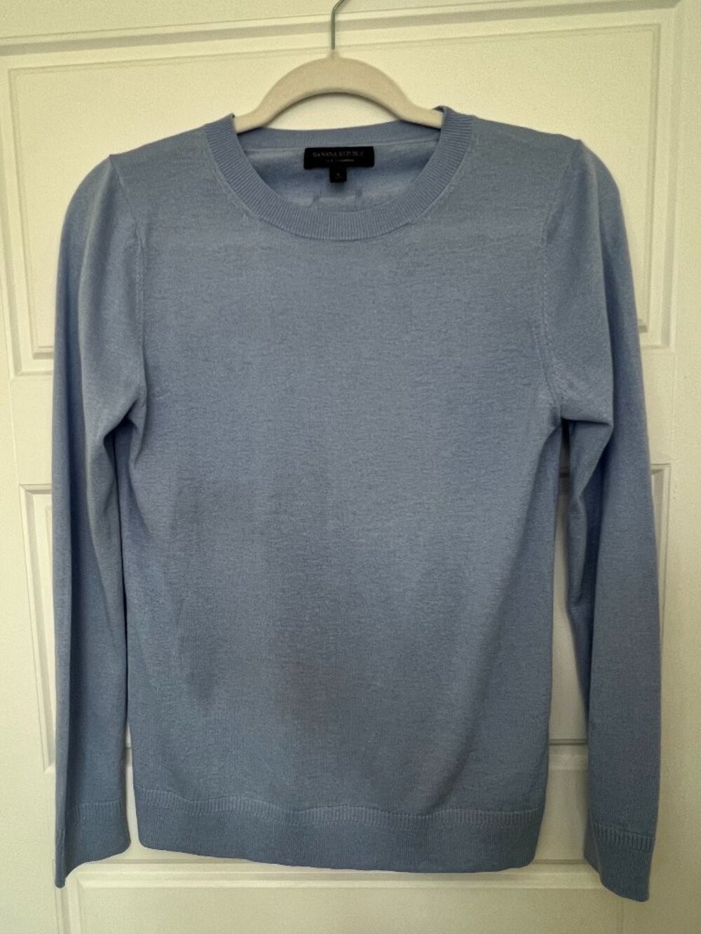 Silk Cashmere Blend Knit Sweater Banana Republic Womens Small Long Sleeve Blue